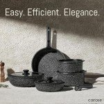 CAROTE 17pcs Pots and Pans Set Non Stick, Nonstick Cookware Set with Removable Handle,RV Kitchen Set, Detachable Cookware Set, Oven Use, Camping Use, Midnight Black