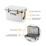 RTIC Ultra-Light 32 Quart Hard Cooler Insulated Portable Ice Chest Box for Beach, Drink, Beverage, Camping, Picnic, Fishing, Boat, Barbecue, 30% Lighter Than Rotomolded Coolers, White/Grey