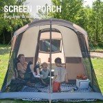Portal 6 Person Family Camping Tents with Screen Porch, Weater Resistant 7' Tall Tent with Rainfly & Upgrated Poles, Easy Setup Tent for Outdoor Family Camping
