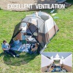 Portal 6 Person Family Camping Tents with Screen Porch, Weater Resistant 7' Tall Tent with Rainfly & Upgrated Poles, Easy Setup Tent for Outdoor Family Camping