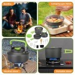 Ufandia 16pcs Camping Cookware Mess Kit, Portable Outdoor Cookware with Bowls Forks Knives Spoons Suitable for Camping Backpacking Hiking Outdoor Cooking and Picnic