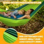 NATUREFUN Ultra-Light Travel Camping Hammock | 300kg Load Capacity,(275 x 140 cm) Breathable,Quick-Drying Parachute Nylon | 2 x Premium Carabiners,2 x Nylon Slings Included | Outdoor Indoor Garden