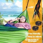 NATUREFUN Ultra-Light Travel Camping Hammock | 300kg Load Capacity,(275 x 140 cm) Breathable,Quick-Drying Parachute Nylon | 2 x Premium Carabiners,2 x Nylon Slings Included | Outdoor Indoor Garden