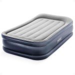 Intex 64131ED Dura-Beam Plus Deluxe Pillow Rest Air Mattress: Fiber-Tech – Twin Size – Built-in Electric Pump – 16.5in Bed Height – 300lb Weight Capacity