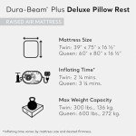 Intex 64131ED Dura-Beam Plus Deluxe Pillow Rest Air Mattress: Fiber-Tech – Twin Size – Built-in Electric Pump – 16.5in Bed Height – 300lb Weight Capacity
