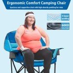 Youtanic Oversized Camping Chair, Portable Folding Camping Chairs with Side Pocket, Cup Holder and Carry Bag, Heavy Duty Outdoor Camping Chairs for Adults, Fishing, Sports, Trip, up to 400lbs, Style 1