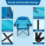 Youtanic Oversized Camping Chair, Portable Folding Camping Chairs with Side Pocket, Cup Holder and Carry Bag, Heavy Duty Outdoor Camping Chairs for Adults, Fishing, Sports, Trip, up to 400lbs, Style 1