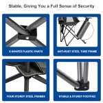 SAILARY 2PCS Collapsible Folding Camping Chairs Heavy Duty Lawn Foldable Chair with Cooler Bag, Storage Pocket, Waterproof Bag Outdoor Arm Sport Chair, Supports 325LBS, Black