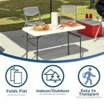 COSCO 4 ft. Straight Folding Utility Table, White, Indoor & Outdoor, Portable Desk, Camping, Tailgating, & Crafting Table