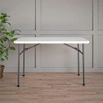 COSCO 4 ft. Straight Folding Utility Table, White, Indoor & Outdoor, Portable Desk, Camping, Tailgating, & Crafting Table