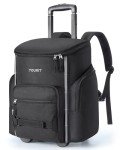 TOURIT Rolling Cooler Backpack: Leakproof Waterproof Insulated 36 Cans Beach Cooler with Wheels and Handle Outdoor Camping Picnic Travel Black