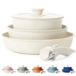 KIKCOIN 5 Pcs Pots and Pans Set Non Stick - Detachable Handle Cookware Set, Induction Nonstick Kitchen RV Cooking Set Removable Handle - Dishwasher ＆ Oven Safe ＆Heat Evenly for Better Cooking