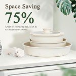 KIKCOIN 5 Pcs Pots and Pans Set Non Stick - Detachable Handle Cookware Set, Induction Nonstick Kitchen RV Cooking Set Removable Handle - Dishwasher ＆ Oven Safe ＆Heat Evenly for Better Cooking