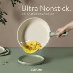 CAROTE Pots and Pans Set, Nonstick Cookware Set Detachable Handle, 15pcs Induction Kitchen Cookware Sets Non Stick with Removable Handle, RV Cookware Set, Oven Safe, Sage Green