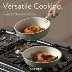 CAROTE Pots and Pans Set, Nonstick Cookware Set Detachable Handle, 15pcs Induction Kitchen Cookware Sets Non Stick with Removable Handle, RV Cookware Set, Oven Safe, Sage Green