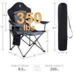 EVER ADVANCED Folding Camping Chair for Outside with High Back Padded Oversized Lawn Chairs Folding Lightweight Sturdy Steel Portable Outdoor Camp Chair for Adults