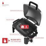 Nexgrill 1-Burner Portable Propane Gas Grill with Lid, Piezo Ignition, 10,000 BTUs, 183 SQ In, Compact Tabletop Grill for Outdoor Cooking, Camping, Tailgating, Gardens, Patios, and More - 820-BC002