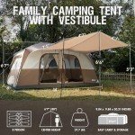PORTAL 8 Person Family Camping Tent with Porch, Weather Resistant Camping Tents with Rainfly, Large Cabin Tents with 2 Room, Easy Set Up Tent for Outdoor Camping, Backyard
