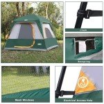 UNP 4-Person Tent, Portable Cabin Tent, Camping Tent 4-Person Easy Set Up, Waterproof with Top Rainfly for Outdoor Camping/Hiking (Dark Green)