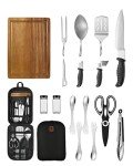 Portable Camping Cooking Utensils & Accessories Set with Detachable Handle – Essential Gear for Camp, RV, Picnics, and Outdoor Kitchen