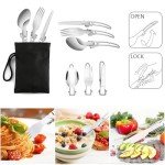 Camping Cookware Mess Kit, 13pcs Non-Stick Lightweight Mini Pots and Pans Set with Stainless Steel Forks Plates Spoons Knife Fork for Camping, Backpacking, Hiking, Outdoor Cooking and Picnic