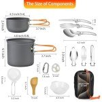 Camping Cookware Mess Kit, 13pcs Non-Stick Lightweight Mini Pots and Pans Set with Stainless Steel Forks Plates Spoons Knife Fork for Camping, Backpacking, Hiking, Outdoor Cooking and Picnic