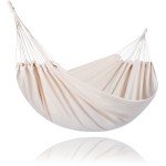 SUNCREAT Hammock Camping Hammock 2 Person Canvas Cotton Hammock, Double Travel Hammock with Carrying Bag, 475 lbs Capacity, Natural
