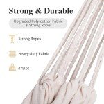 SUNCREAT Hammock Camping Hammock 2 Person Canvas Cotton Hammock, Double Travel Hammock with Carrying Bag, 475 lbs Capacity, Natural