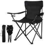 Damei century Folding Camping Chairs- Lightweight, Portable Chair for Beach, Lawn, Outdoor Sports, Black
