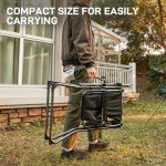 EVER ADVANCED Portable 30.7" Seat Height Tall Folding Camping Chair Directors Chair High Foldable Bar Stool with Side Table for Makeup Artist, Sports Event, Craft Show, Supports 350LBS Black Grey