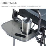 EVER ADVANCED Portable 30.7" Seat Height Tall Folding Camping Chair Directors Chair High Foldable Bar Stool with Side Table for Makeup Artist, Sports Event, Craft Show, Supports 350LBS Black Grey