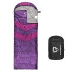 Gold Armour Sleeping Bags for Adults Kids Boys Girls Backpacking Hiking Camping, Cold Warm Weather 4 Seasons, Indoor Outdoor Use, Lightweight & Waterproof, Left Zipper (Purple & Fuchsia)
