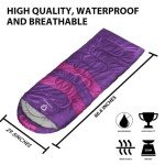 Gold Armour Sleeping Bags for Adults Kids Boys Girls Backpacking Hiking Camping, Cold Warm Weather 4 Seasons, Indoor Outdoor Use, Lightweight & Waterproof, Left Zipper (Purple & Fuchsia)