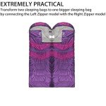Gold Armour Sleeping Bags for Adults Kids Boys Girls Backpacking Hiking Camping, Cold Warm Weather 4 Seasons, Indoor Outdoor Use, Lightweight & Waterproof, Left Zipper (Purple & Fuchsia)