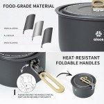 Alocs Portable Camping Cookware - Upgraded Handle, Non-Stick Camping Pan Set for Outdoor Kitchen, Picnic, Hiking and Fishing