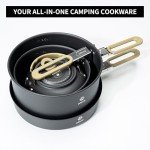 Alocs Portable Camping Cookware - Upgraded Handle, Non-Stick Camping Pan Set for Outdoor Kitchen, Picnic, Hiking and Fishing
