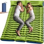Yuzonc Double Sleeping Pad - Self Inflating 4&quot; Extra-Thick for 2 Person with Pillow Built-in Foot Pump Inflatable Sleeping Mat for Backpacking, Hiking, Traveling, Tent, Portable Camping Mat