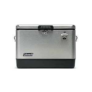 Coleman Reunion Premium Insulated Portable Cooler, Leak-Resistant 54qt Steel Belted Cooler with Heavy-Duty Latch, Handles, Drain & Bottle Opener, Great for Camping, Tailgating, Beach, Picnic, & More
