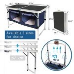 CampLand Outdoor Folding CampingTable with Aluminum Lightweight Height Adjustable with Storage Organizer Picnic Table for BBQ, Party, Camping (Black)