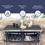 CampLand Outdoor Folding CampingTable with Aluminum Lightweight Height Adjustable with Storage Organizer Picnic Table for BBQ, Party, Camping (Black)