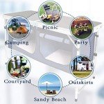 CampLand Outdoor Folding CampingTable with Aluminum Lightweight Height Adjustable with Storage Organizer Picnic Table for BBQ, Party, Camping (Black)