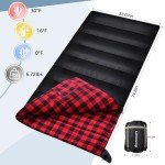 Keencamp 0 Degree Sleeping Bag Cotton Flannel Winter Cold Weather for Adults XXL Sleeping Bag 4 Season Big and Tall with Compression Sack