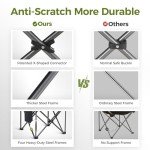 ALPHA CAMP Oversized Camping Folding Chair, Heavy Duty Support 450 LBS Steel Frame Collapsible Padded Arm Chair with Cup Holder Quad Lumbar Back, Portable for Outdoor,Black