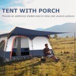 Tangkula 6/8/10-Person Camping Tent with Porch, Large Family Cabin Tent with 2 Rooms, 2 Doors, 2 Mesh Windows, Removable Rainfly, Carrying Bag, Double Layer Tents for Camping (Blue,8-10 Person)