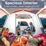 Tangkula 6/8/10-Person Camping Tent with Porch, Large Family Cabin Tent with 2 Rooms, 2 Doors, 2 Mesh Windows, Removable Rainfly, Carrying Bag, Double Layer Tents for Camping (Blue,8-10 Person)