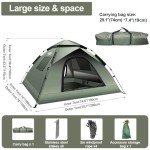 Instant Pop Up Tents for Camping, 2-3 Person Camping Tent 60s Automatic Easy Setup Tent, Double-Thick Waterproof Instant Tents for Hiking Backpacking