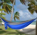 Gold Armour Camping Hammock - XL Double Hammock Portable Hammock Camping Accessories Gear for Outdoor Indoor with Tree Straps, USA Based Brand (Blue and Gray)