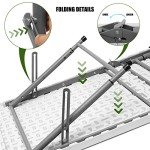 Byliable Folding Table 4 Foot Portable Heavy Duty Plastic Fold-in-Half Utility Table Small Indoor Outdoor Adjustable Height Folding with Carrying Handle, Camping and Party,White