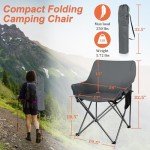 Joyfair Outdoor Camping Chair for Adult, Large Portable Folding Moon Chairs with Carry Bag for Patio Beach, Fishing, Lawn and More Outdoor Sports, 600D Oxford Fabric & Heavy Duty Steel (1, Grey)