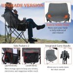 Joyfair Outdoor Camping Chair for Adult, Large Portable Folding Moon Chairs with Carry Bag for Patio Beach, Fishing, Lawn and More Outdoor Sports, 600D Oxford Fabric & Heavy Duty Steel (1, Grey)